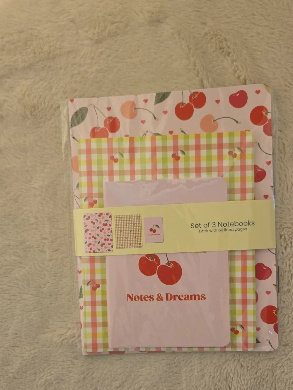 Workshoppe Cherry Hearts Set of Three Notebooks